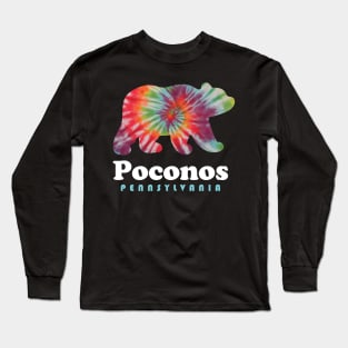 Poconos Pennsylvania Bear Tie Dye Long Sleeve T-Shirt